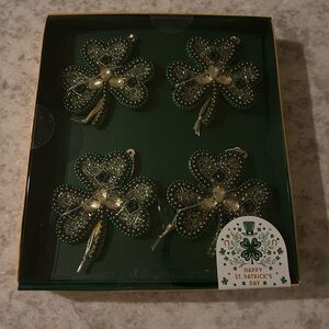 “New” (set if 4)  Shamrock Beaded Ornaments